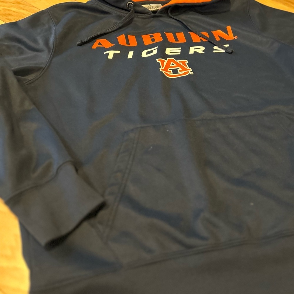 Auburn Tigers Navy Blue & Orange Pullover Fleece Hoodie Sweatshirt Size L - Picture 8 of 10